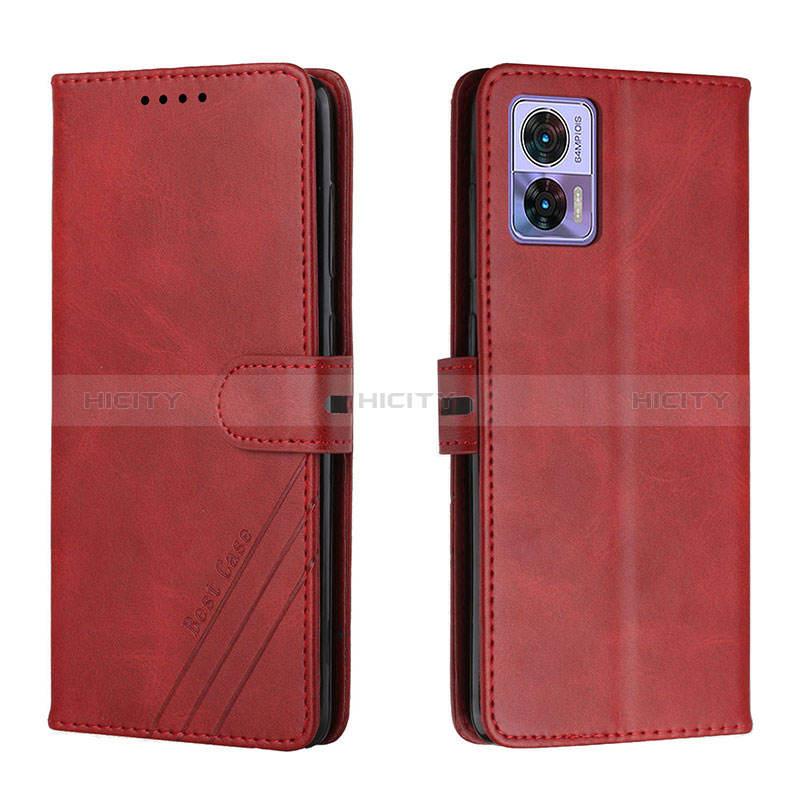 Funda de Cuero Cartera con Soporte Carcasa H02X para Motorola Moto Edge 30 Lite 5G Rojo