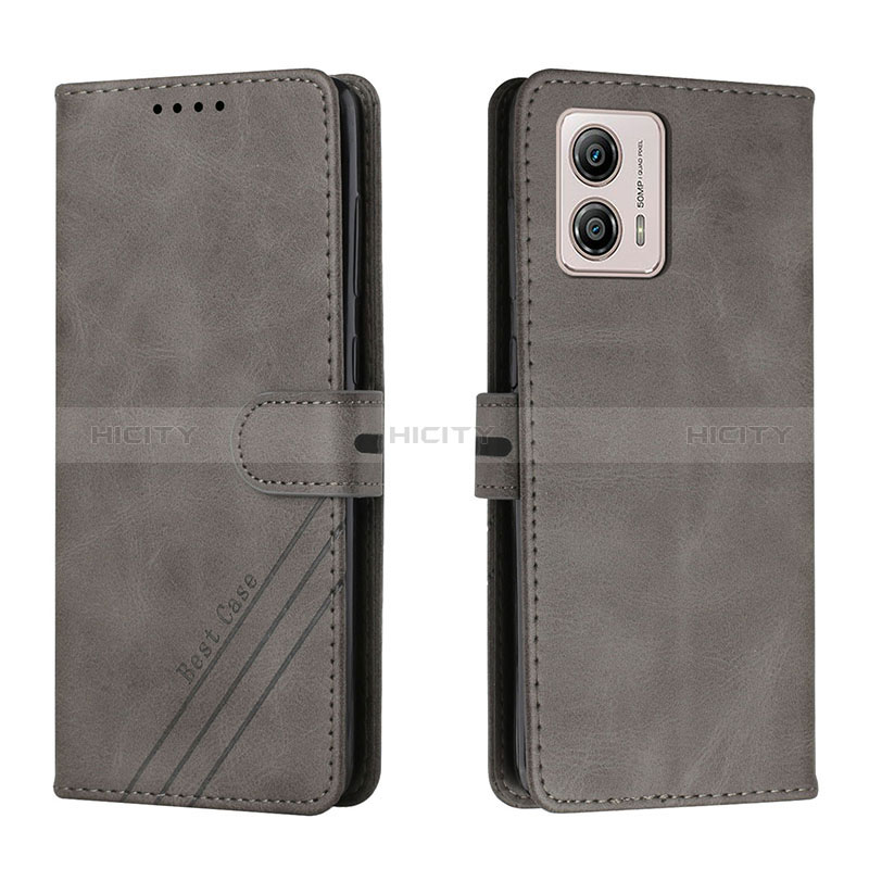 Funda de Cuero Cartera con Soporte Carcasa H02X para Motorola Moto G53 5G Gris