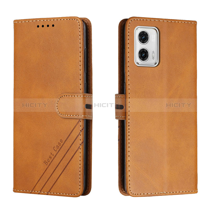 Funda de Cuero Cartera con Soporte Carcasa H02X para Motorola Moto G73 5G Marron Claro