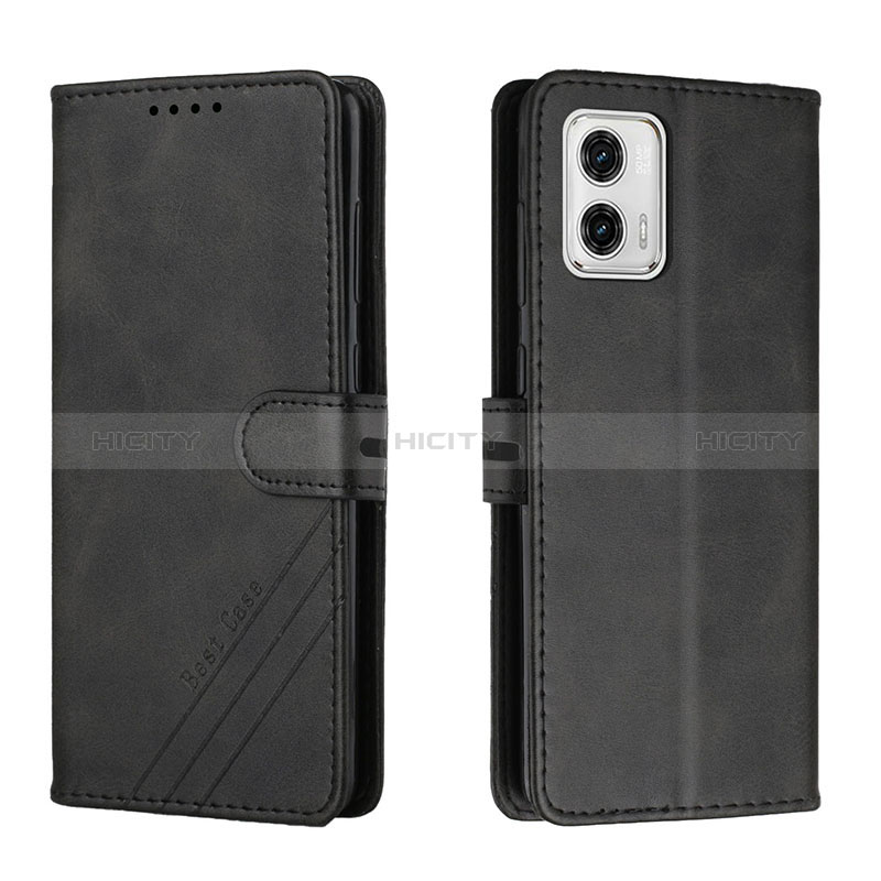 Funda de Cuero Cartera con Soporte Carcasa H02X para Motorola Moto G73 5G Negro