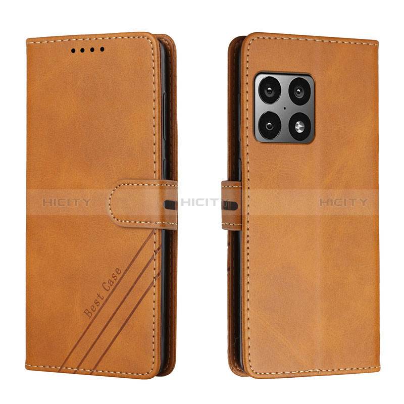 Funda de Cuero Cartera con Soporte Carcasa H02X para OnePlus 10 Pro 5G Marron Claro