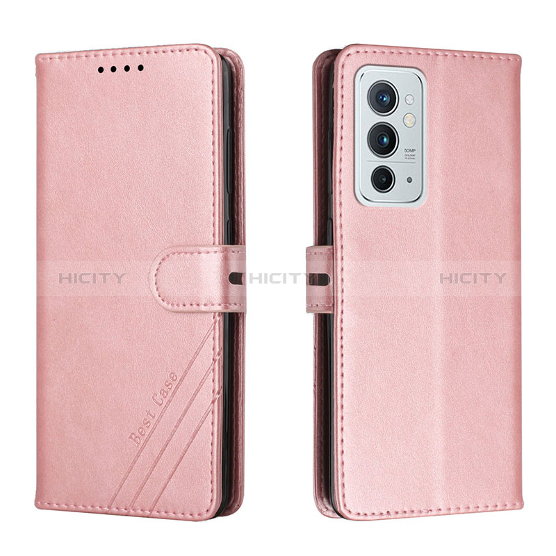 Funda de Cuero Cartera con Soporte Carcasa H02X para OnePlus 9RT 5G Oro Rosa