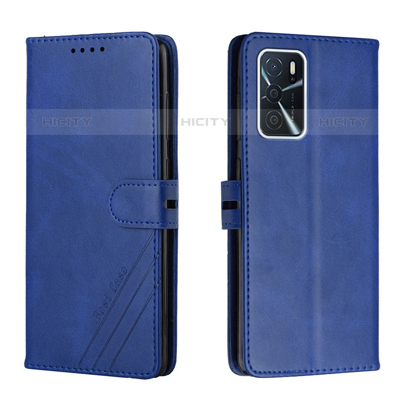 Funda de Cuero Cartera con Soporte Carcasa H02X para Oppo A55 5G Azul