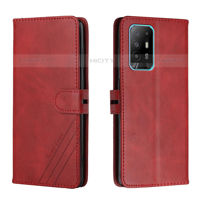 Funda de Cuero Cartera con Soporte Carcasa H02X para Oppo Reno5 Z 5G Rojo