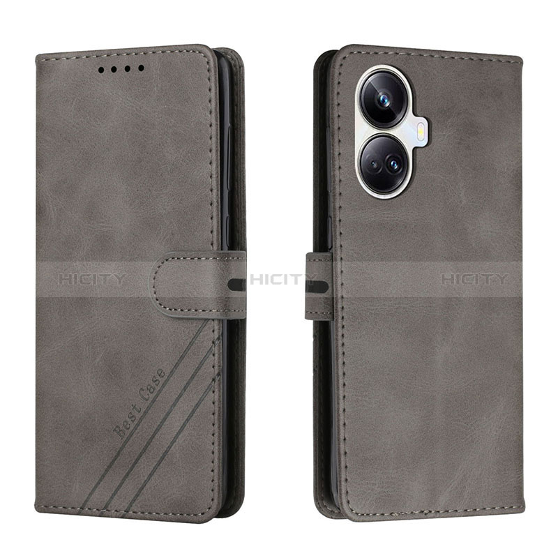 Funda de Cuero Cartera con Soporte Carcasa H02X para Realme 10 Pro+ Plus 5G Gris