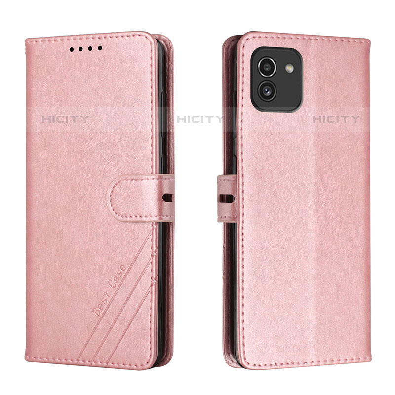 Funda de Cuero Cartera con Soporte Carcasa H02X para Samsung Galaxy A03 Oro Rosa