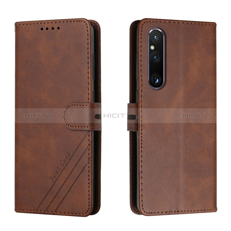 Funda de Cuero Cartera con Soporte Carcasa H02X para Sony Xperia 1 V Marron