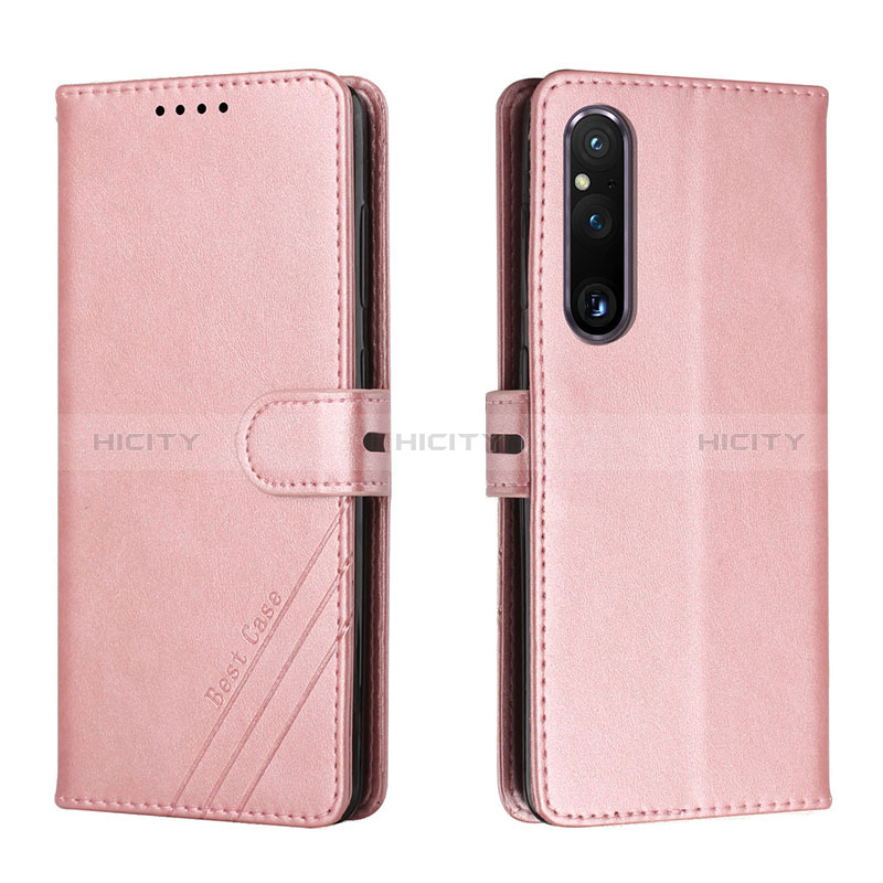 Funda de Cuero Cartera con Soporte Carcasa H02X para Sony Xperia 1 V Oro Rosa