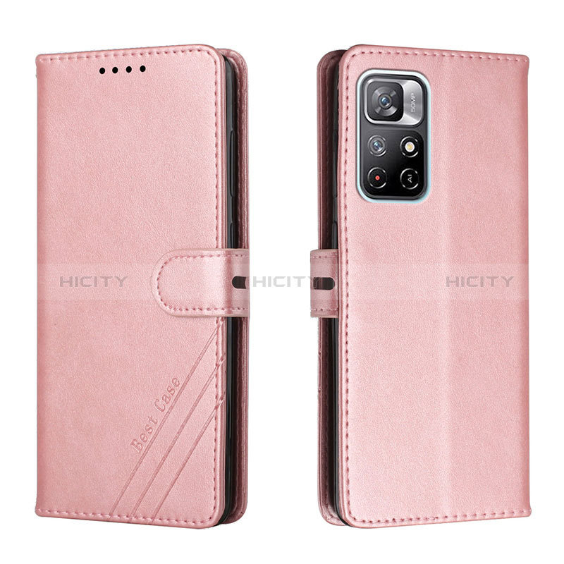 Funda de Cuero Cartera con Soporte Carcasa H02X para Xiaomi Poco M4 Pro 5G Oro Rosa