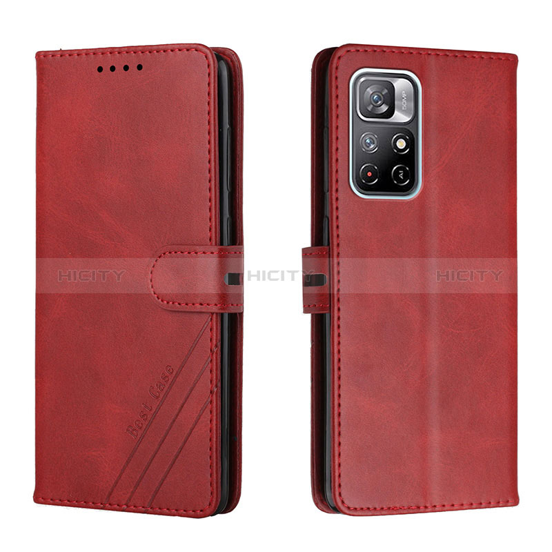 Funda de Cuero Cartera con Soporte Carcasa H02X para Xiaomi Poco M4 Pro 5G Rojo