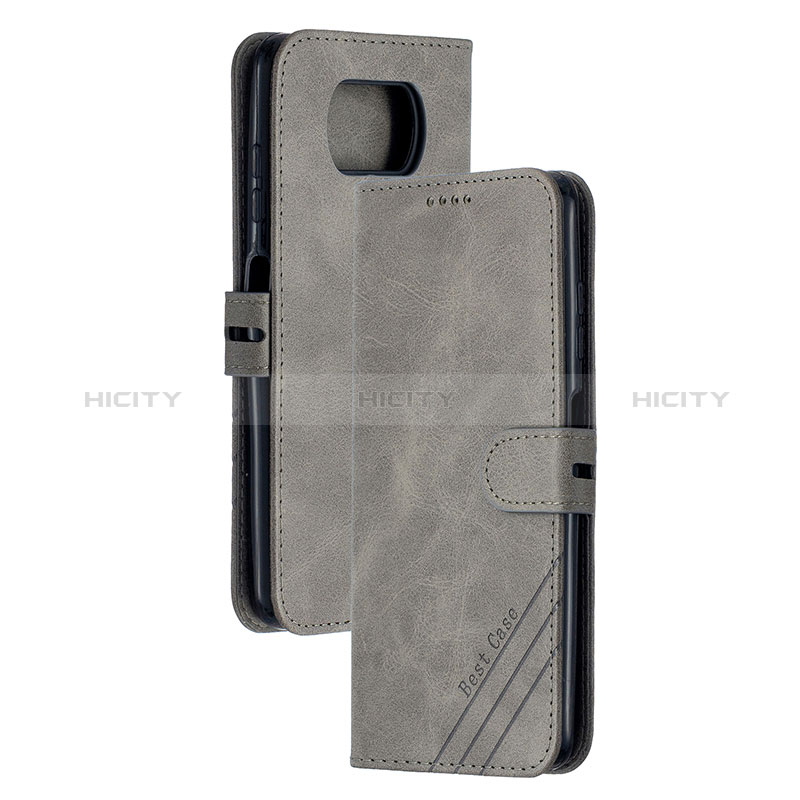 Funda de Cuero Cartera con Soporte Carcasa H02X para Xiaomi Poco X3 NFC Gris