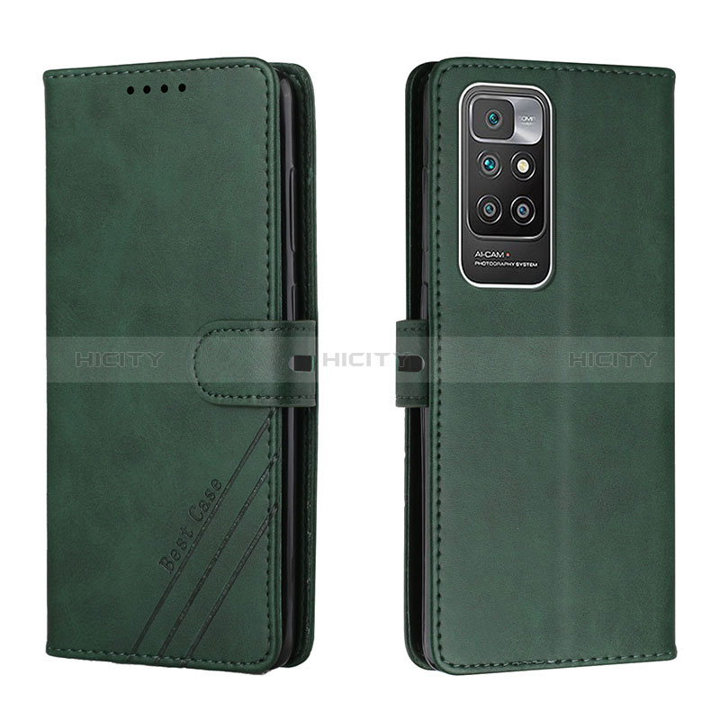 Funda de Cuero Cartera con Soporte Carcasa H02X para Xiaomi Redmi 10 (2022) Verde