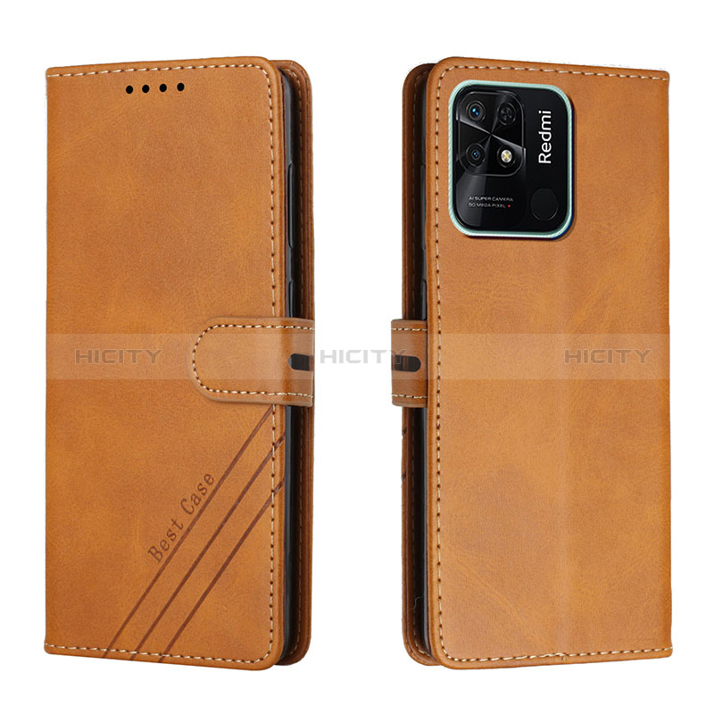 Funda de Cuero Cartera con Soporte Carcasa H02X para Xiaomi Redmi 10 India Marron Claro