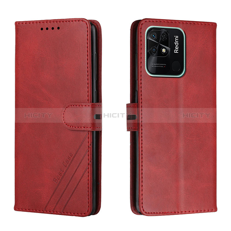 Funda de Cuero Cartera con Soporte Carcasa H02X para Xiaomi Redmi 10 India Rojo