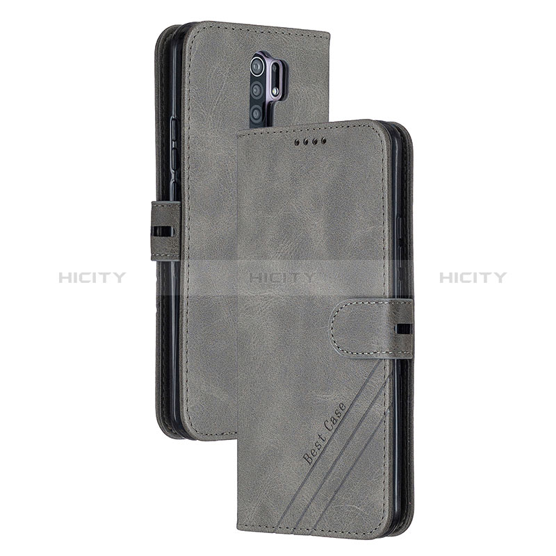 Funda de Cuero Cartera con Soporte Carcasa H02X para Xiaomi Redmi 9 Prime India Gris