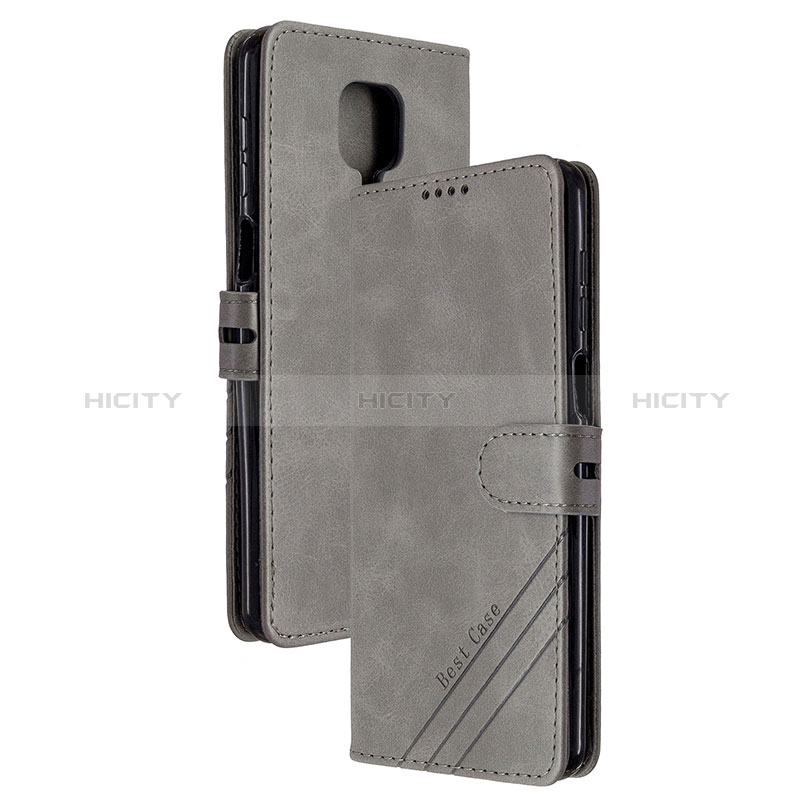 Funda de Cuero Cartera con Soporte Carcasa H02X para Xiaomi Redmi Note 9 Pro Gris