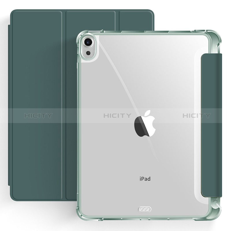 Funda de Cuero Cartera con Soporte Carcasa H03 para Apple iPad Air 5 10.9 (2022) Verde Noche