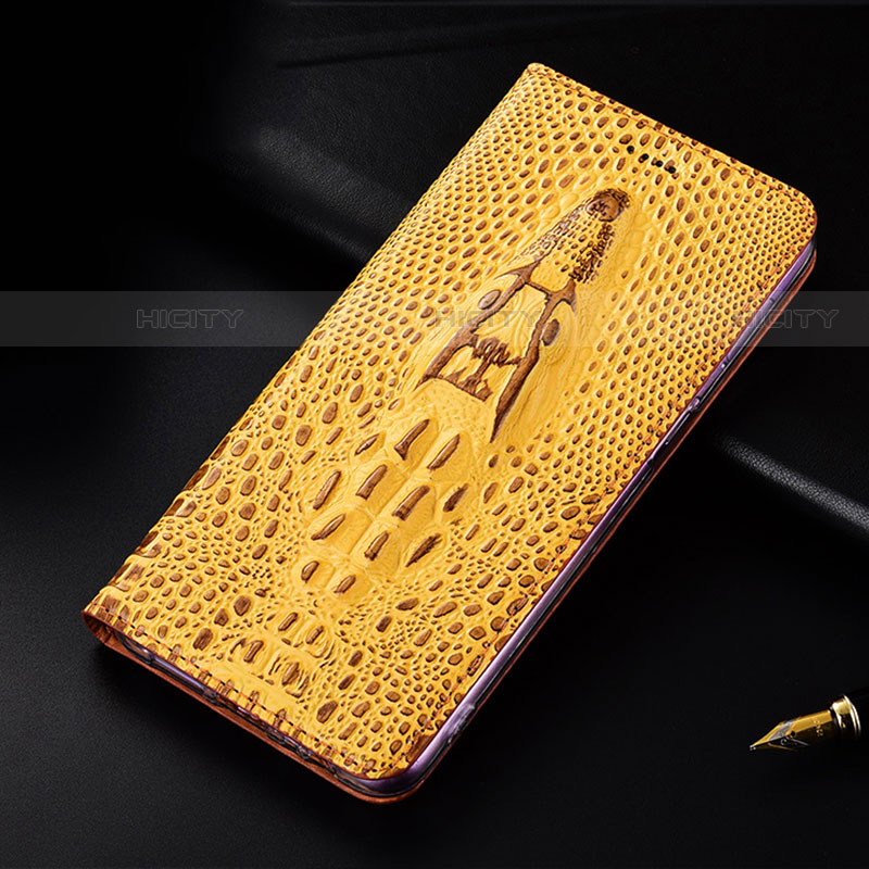 Funda de Cuero Cartera con Soporte Carcasa H03P para Motorola Moto Edge 20 Lite 5G Amarillo