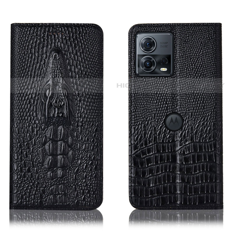 Funda de Cuero Cartera con Soporte Carcasa H03P para Motorola Moto Edge S30 Pro 5G Negro