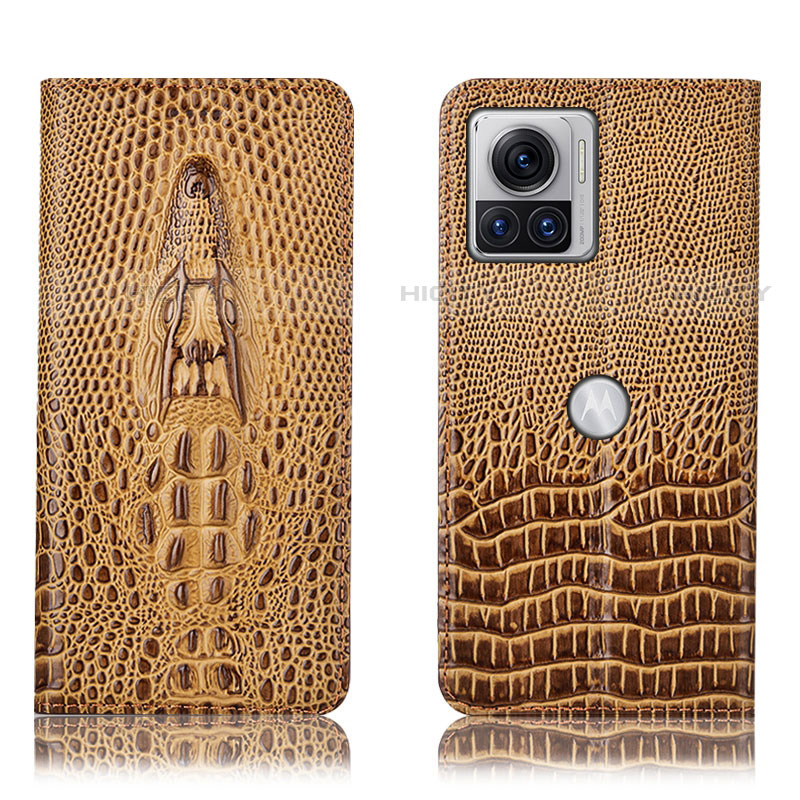 Funda de Cuero Cartera con Soporte Carcasa H03P para Motorola Moto Edge X30 Pro 5G Marron