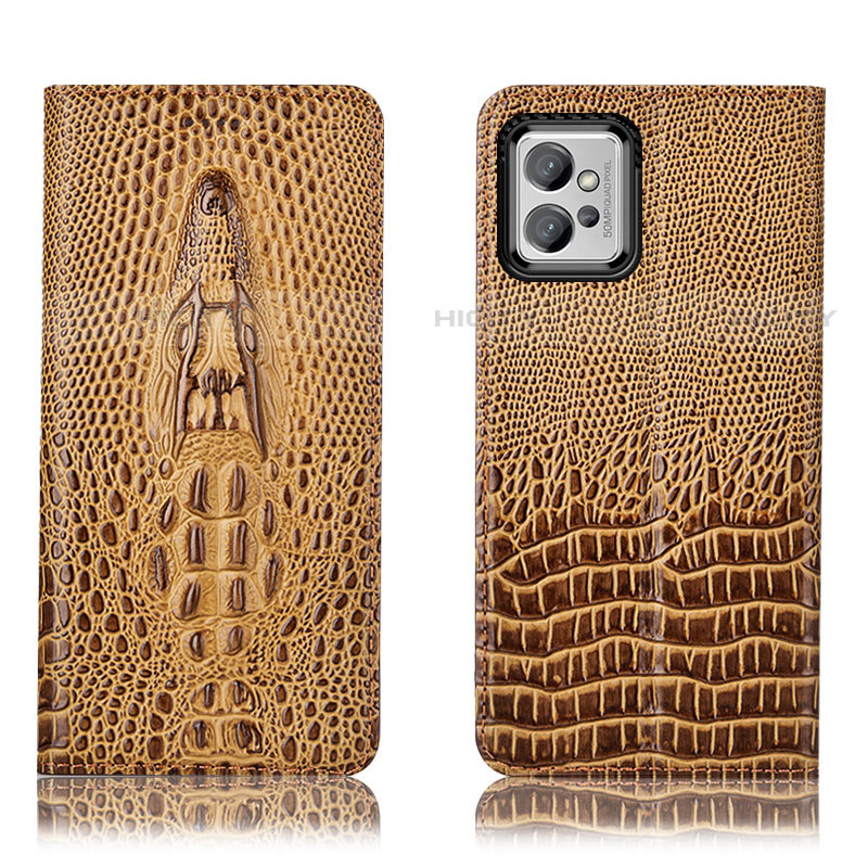 Funda de Cuero Cartera con Soporte Carcasa H03P para Motorola Moto G32 Marron