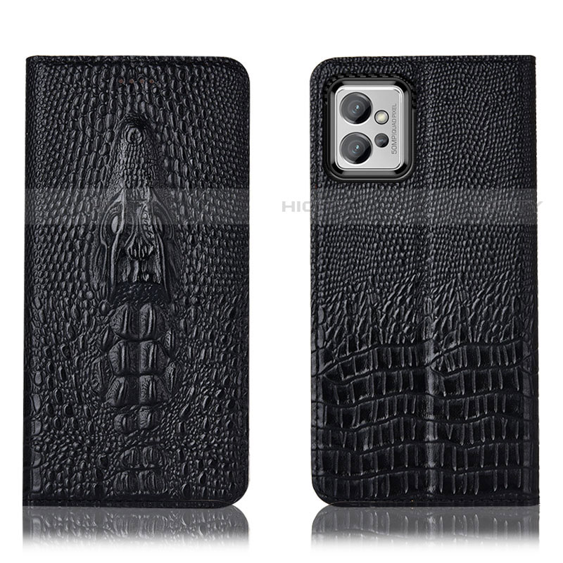 Funda de Cuero Cartera con Soporte Carcasa H03P para Motorola Moto G32 Negro