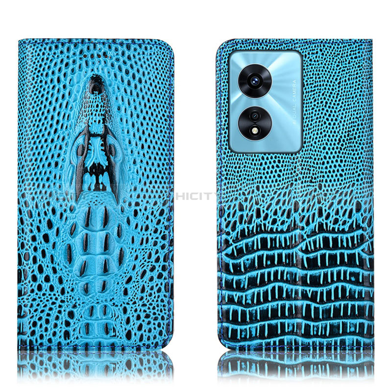 Funda de Cuero Cartera con Soporte Carcasa H03P para Oppo A1 5G Azul Cielo