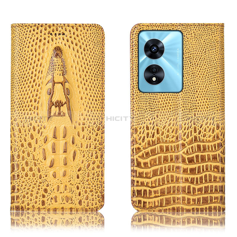 Funda de Cuero Cartera con Soporte Carcasa H03P para Oppo A1 Pro 5G Amarillo