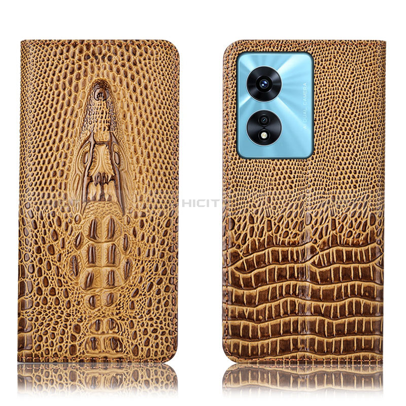 Funda de Cuero Cartera con Soporte Carcasa H03P para Oppo A18 Marron