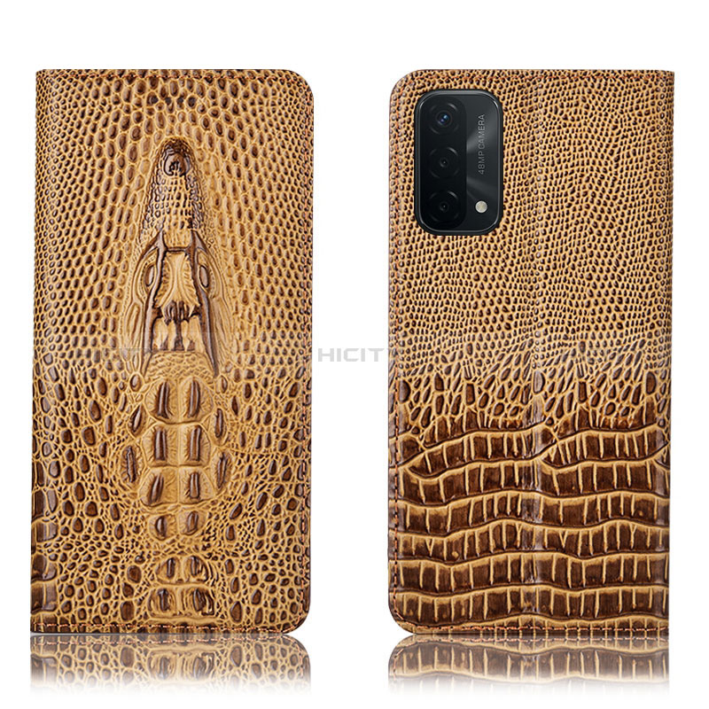 Funda de Cuero Cartera con Soporte Carcasa H03P para Oppo A54 5G Marron