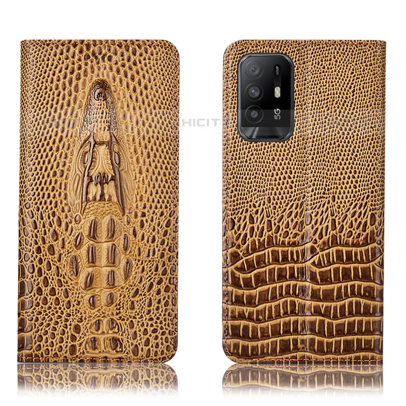 Funda de Cuero Cartera con Soporte Carcasa H03P para Oppo A94 5G Marron