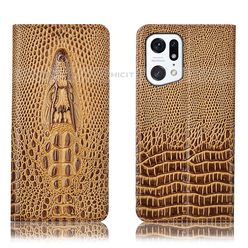 Funda de Cuero Cartera con Soporte Carcasa H03P para Oppo Find X5 Pro 5G