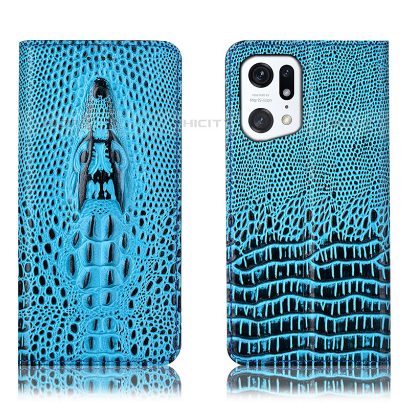 Funda de Cuero Cartera con Soporte Carcasa H03P para Oppo Find X5 Pro 5G