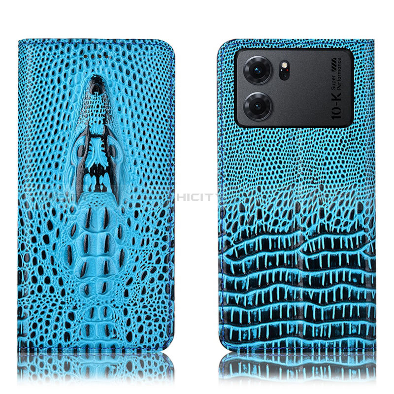 Funda de Cuero Cartera con Soporte Carcasa H03P para Oppo K10 5G Azul Cielo