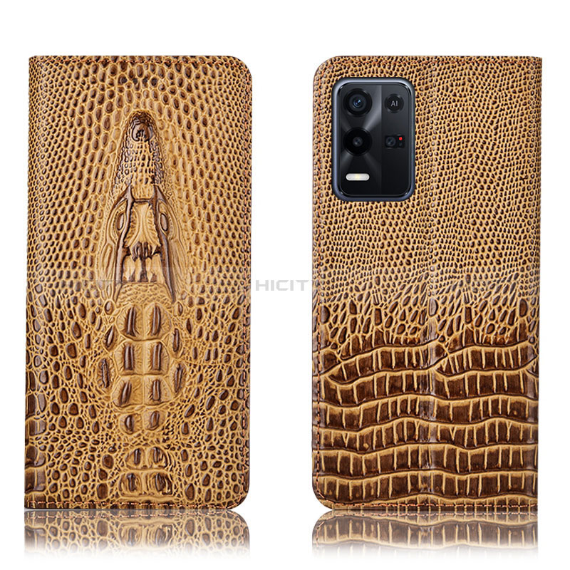 Funda de Cuero Cartera con Soporte Carcasa H03P para Oppo K9X 5G Marron