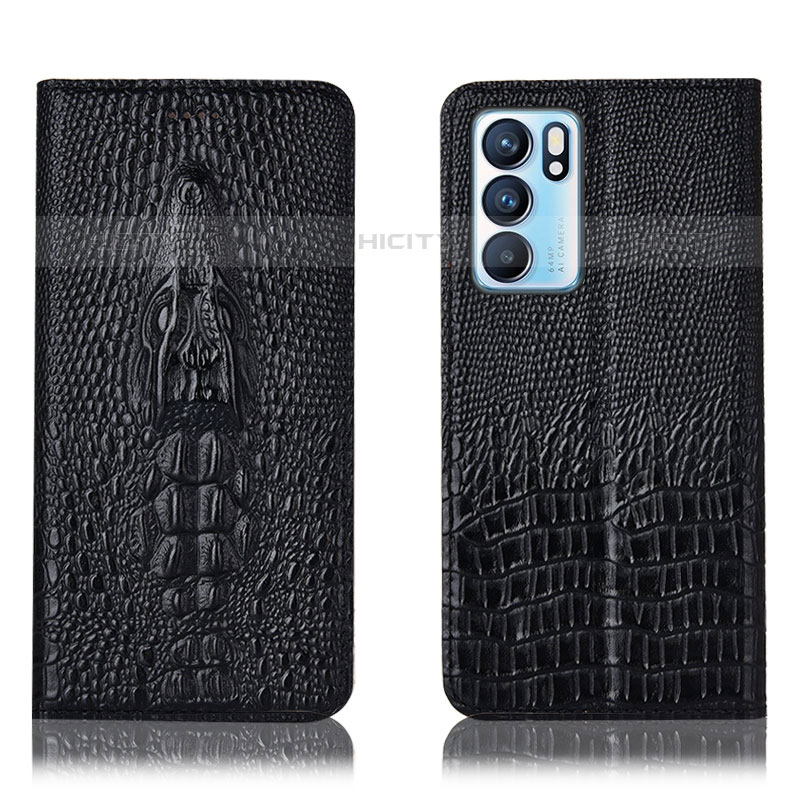 Funda de Cuero Cartera con Soporte Carcasa H03P para Oppo Reno6 5G