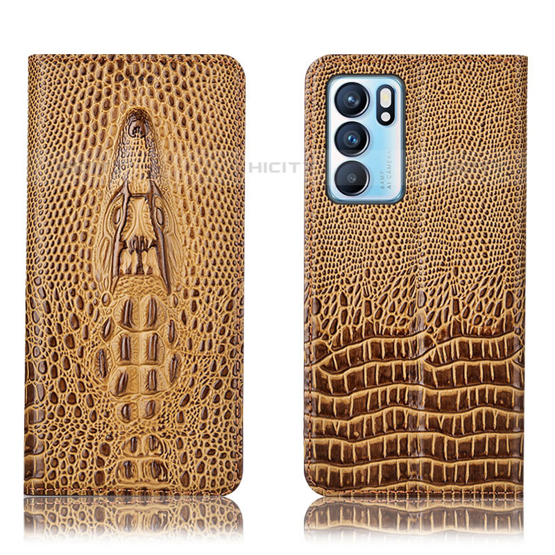 Funda de Cuero Cartera con Soporte Carcasa H03P para Oppo Reno6 5G