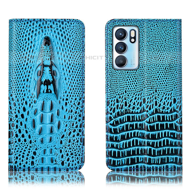 Funda de Cuero Cartera con Soporte Carcasa H03P para Oppo Reno6 5G