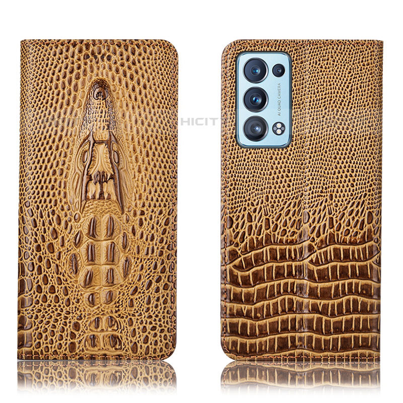 Funda de Cuero Cartera con Soporte Carcasa H03P para Oppo Reno6 Pro 5G