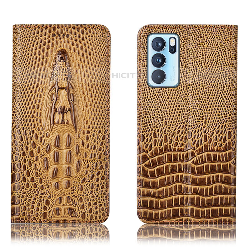 Funda de Cuero Cartera con Soporte Carcasa H03P para Oppo Reno6 Pro 5G India