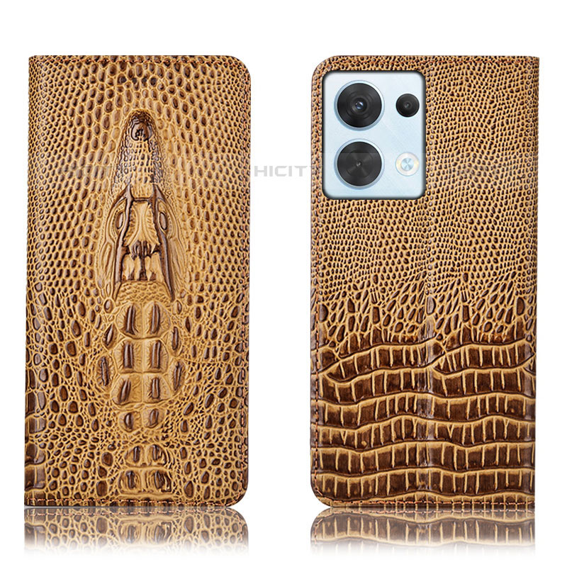 Funda de Cuero Cartera con Soporte Carcasa H03P para Oppo Reno8 5G Marron