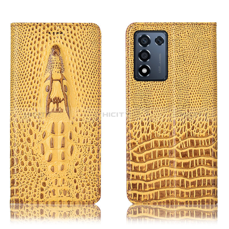 Funda de Cuero Cartera con Soporte Carcasa H03P para Realme 9 SE 5G Amarillo