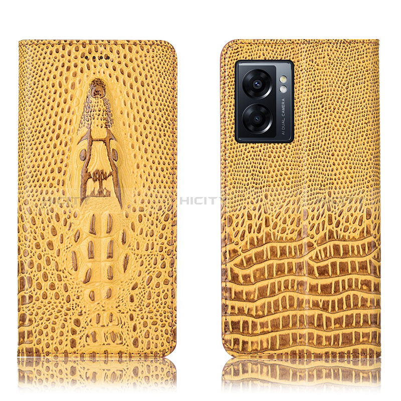 Funda de Cuero Cartera con Soporte Carcasa H03P para Realme Q5i 5G Amarillo