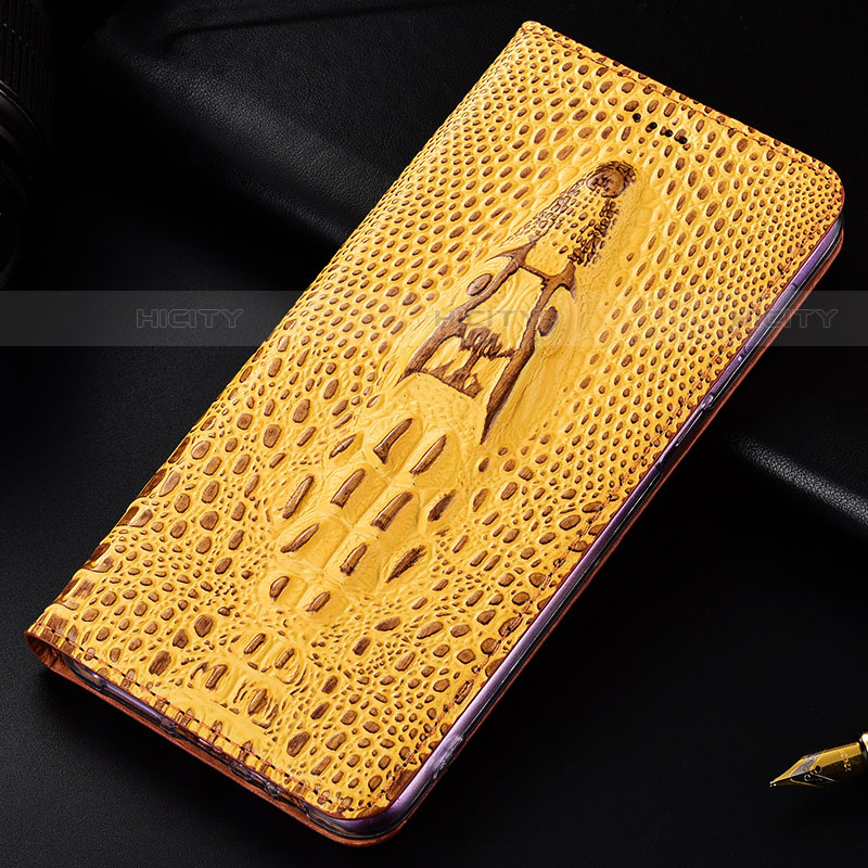 Funda de Cuero Cartera con Soporte Carcasa H03P para Samsung Galaxy S21 5G Amarillo