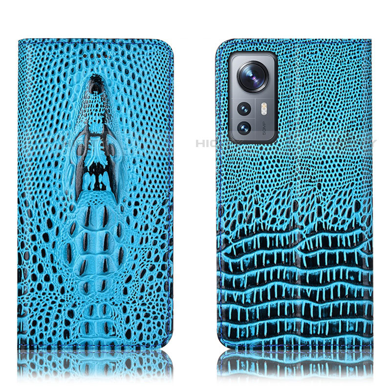 Funda de Cuero Cartera con Soporte Carcasa H03P para Xiaomi Mi 12S 5G Azul Cielo