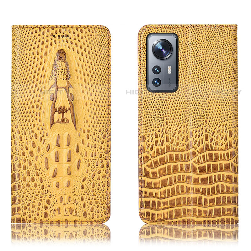 Funda de Cuero Cartera con Soporte Carcasa H03P para Xiaomi Mi 12S Pro 5G Amarillo