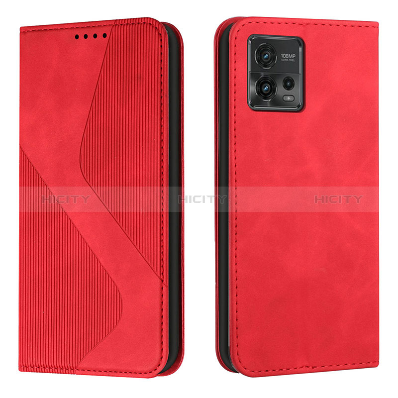 Funda de Cuero Cartera con Soporte Carcasa H03X para Motorola Moto G72 Rojo