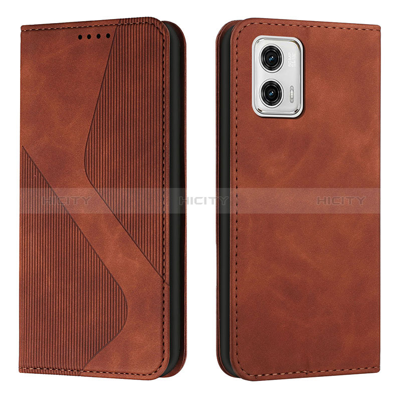 Funda de Cuero Cartera con Soporte Carcasa H03X para Motorola Moto G73 5G Marron