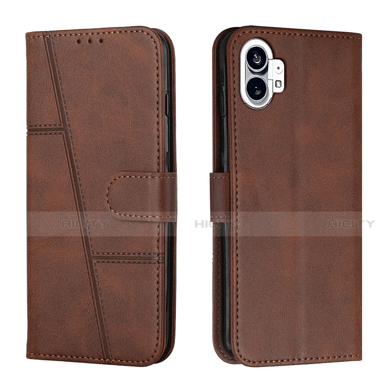 Funda de Cuero Cartera con Soporte Carcasa H03X para Nothing Phone 1 Marron