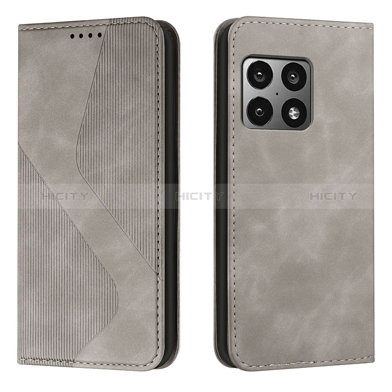 Funda de Cuero Cartera con Soporte Carcasa H03X para OnePlus 10 Pro 5G Gris